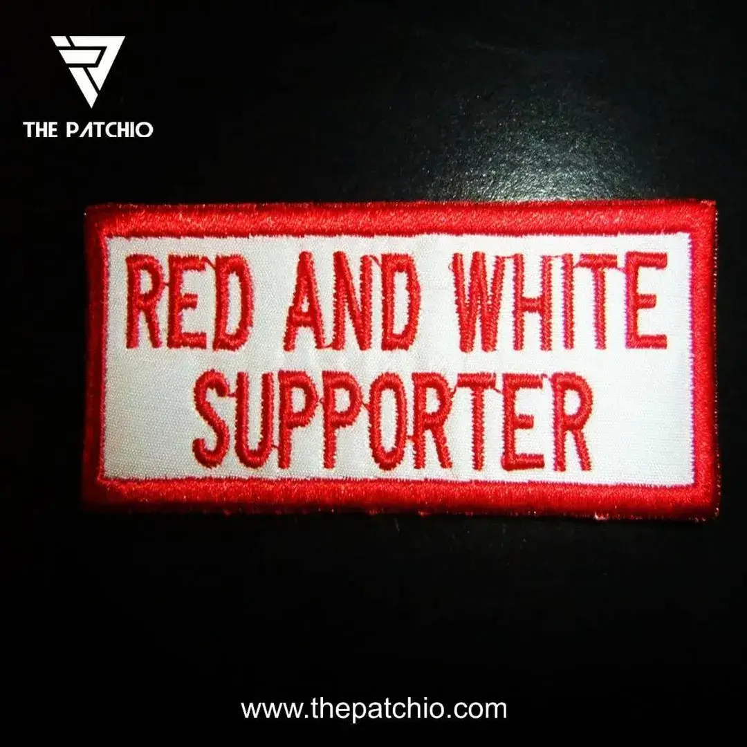 Red and White Supported Biker Patch