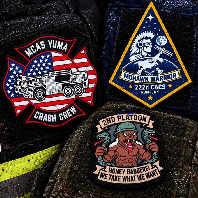 Full color sublimated patch printed on white polyester twill