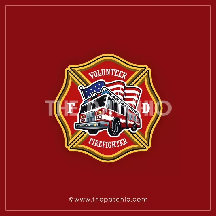 Fire Truck Embroidery Patch