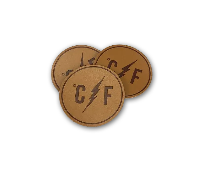 rounded leather patches