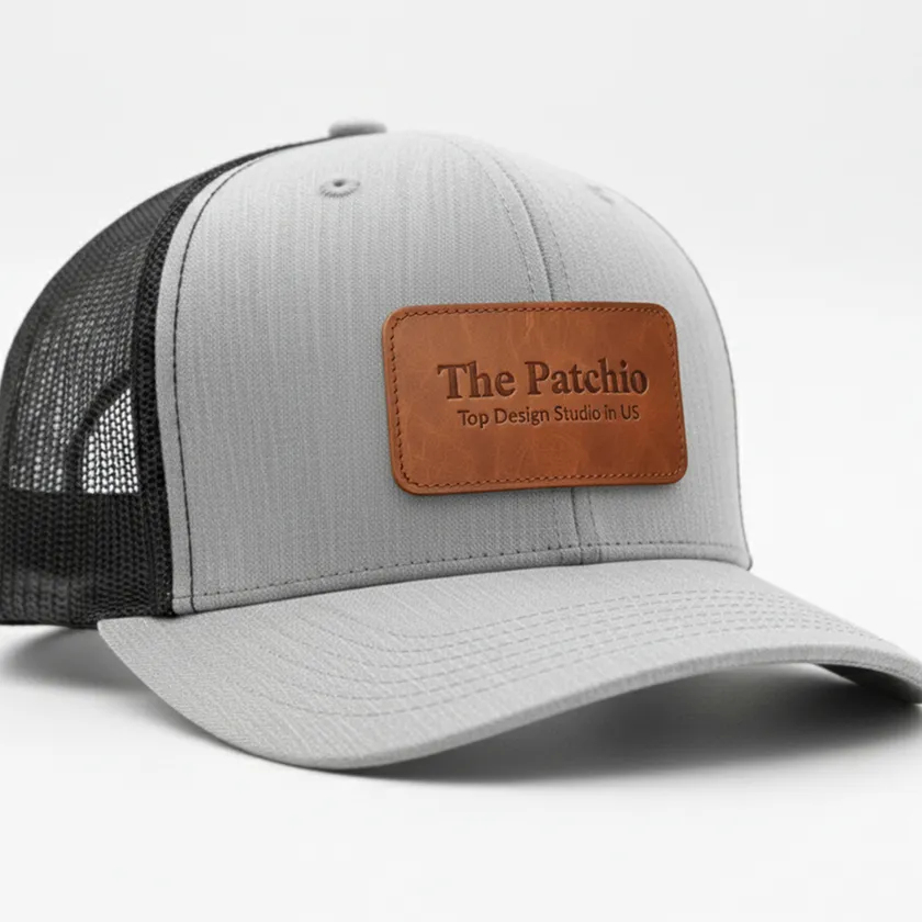 custom leather faux hat patches