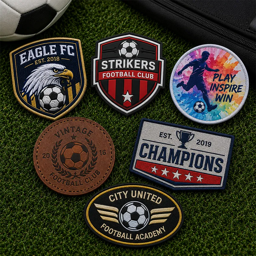 custom soccer embroidery pvc printed patches