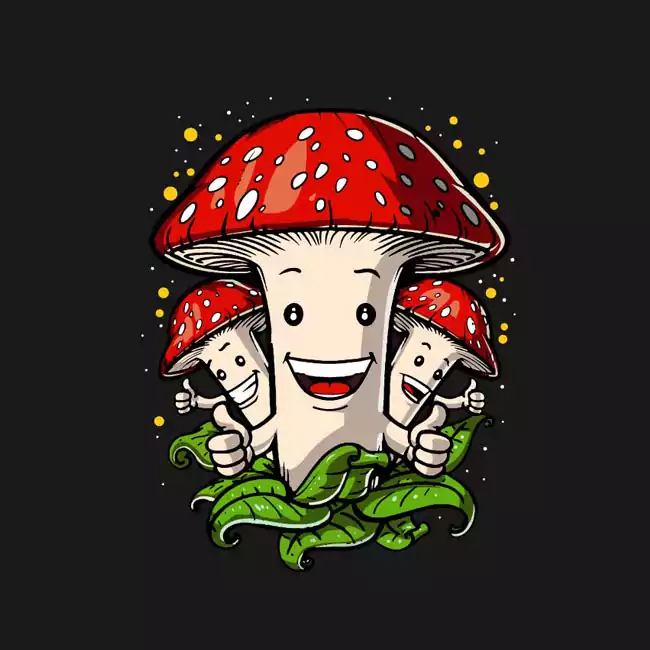 Mushrooms Funny Vector